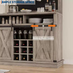 75 Tall Coffee Hutch Cabinet Large Kitchens Storage Pantry Cabinets White Coffee Bar Cabinet Cupboard with Sliding Barn Door