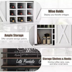 75 Tall Coffee Hutch Cabinet Large Kitchens Storage Pantry Cabinets White Coffee Bar Cabinet Cupboard with Sliding Barn Door