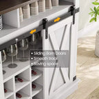 75 Tall Coffee Hutch Cabinet Large Kitchens Storage Pantry Cabinets White Coffee Bar Cabinet Cupboard with Sliding Barn Door