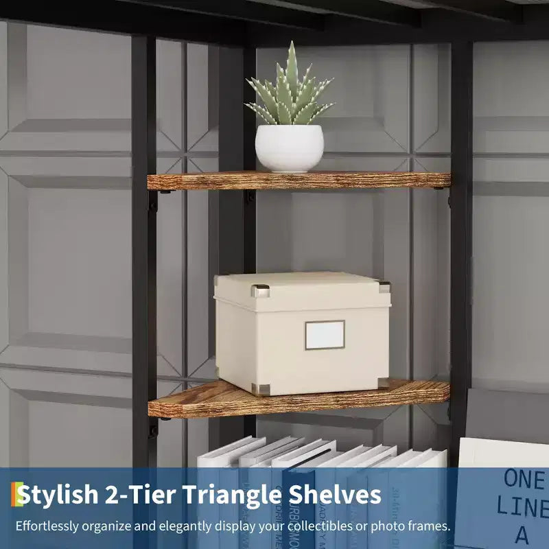 Twin Size Loft Bed with Large Desk and Storage Shelves, Metal Loft Bed with Safety Guardrail and Ladder for Kids and Adults, Space Saving