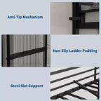 Twin Size Loft Bed with Large Desk and Storage Shelves, Metal Loft Bed with Safety Guardrail and Ladder for Kids and Adults, Space Saving