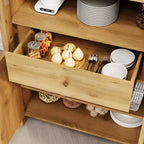71 Inch Tall Arched Cabinet with Doors, Arched Kitchen Pantry Cabinet with a Hidden Drawer, Adjustable Shelves, Modern Display Storage Cabinets