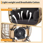 360 Swivel Oversized Egg Chair, PE Rattan Patio Lounge Chair with Plush Cushion, Steel Frame & Metal Base, Waterproof Wicker Basket Design