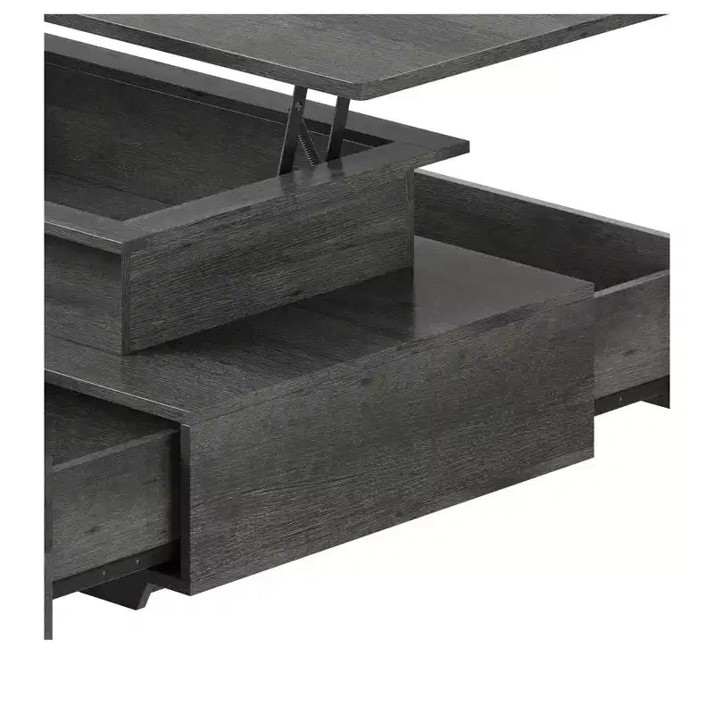 Farmhouse Lift Top LED Coffee Tables with Storage 4 Drawers Center Table For Living Room