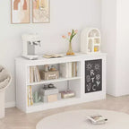 3-in-1 Kids Bookshelf and Toy Storage Cabinet with Chalkboard, Dual Open Shelves - White