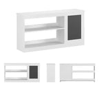 3-in-1 Kids Bookshelf and Toy Storage Cabinet with Chalkboard, Dual Open Shelves - White