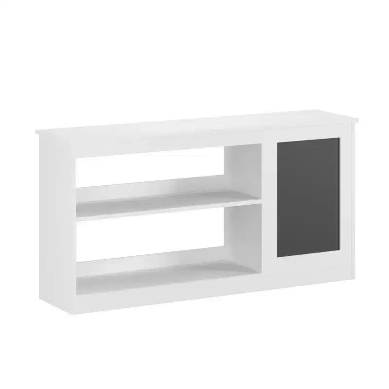 3-in-1 Kids Bookshelf and Toy Storage Cabinet with Chalkboard, Dual Open Shelves - White