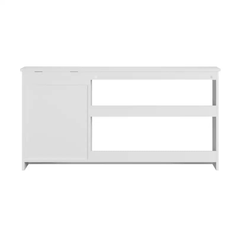 3-in-1 Kids Bookshelf and Toy Storage Cabinet with Chalkboard, Dual Open Shelves - White