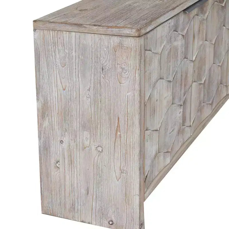 Sideboard Buffet Cabinet, Kitchen Pantry Storage Cabinet with 4 Metal Door Handles,Hexagonal Pattern Coffee Bar Cabinet