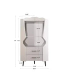Modern Corner Bar Cabinet with Shelves and Drawers, for Dining or Living Room, White
