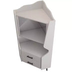 Modern Corner Bar Cabinet with Shelves and Drawers, for Dining or Living Room, White
