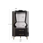 Modern Corner Bar Cabinet with Shelves and Drawers, for Dining or Living Room, Black