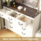 Bedroom vanity with intricately carved metal handles, featuring a tall cabinet with wooden legs. Suitable for bedrooms, living rooms, and hallways.