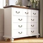 Bedroom vanity with intricately carved metal handles, featuring a tall cabinet with wooden legs. Suitable for bedrooms, living rooms, and hallways.