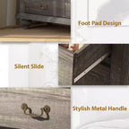 Bedroom vanity with intricately carved metal handles, featuring a tall cabinet with wooden legs. Suitable for bedrooms, living rooms, and hallways.