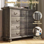 Bedroom vanity with intricately carved metal handles, featuring a tall cabinet with wooden legs. Suitable for bedrooms, living rooms, and hallways.