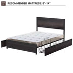 Full Size Bed Frame with 4 Storage Drawers, Metal Slats Support, No Box Spring Needed, Noise-Free Design