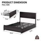 Full Size Bed Frame with 4 Storage Drawers, Metal Slats Support, No Box Spring Needed, Noise-Free Design