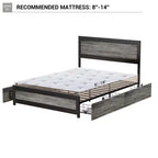 Full Size Bed Frame with 4 Storage Drawers, Metal Slats Support, No Box Spring Needed, Noise-Free Design