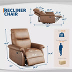 Manual Recliner Chair, Swivel Rocker with Padded Armrests, Modern Upholstered Reclining Chair for Living Room, Nursery, Bedroom