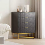 TV Stand,Nightstand,Side Table, Organizer Storage with Metal Handles,4 Drawer Dresser ,Small Dresser Storage Cabinet for Bedroom, Living Room