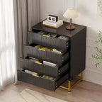 TV Stand,Nightstand,Side Table, Organizer Storage with Metal Handles,4 Drawer Dresser ,Small Dresser Storage Cabinet for Bedroom, Living Room