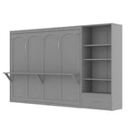 Queen Foldable Platform Bed & Murphy Bed with Height Adjustable Storage Compartments