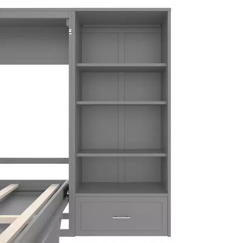 Queen Foldable Platform Bed & Murphy Bed with Height Adjustable Storage Compartments