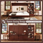 Queen Foldable Platform Bed & Murphy Bed with Height Adjustable Storage Compartments