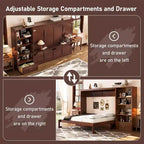 Queen Foldable Platform Bed & Murphy Bed with Height Adjustable Storage Compartments