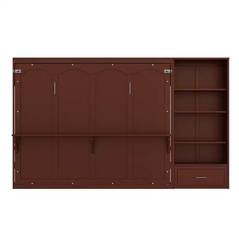 Queen Foldable Platform Bed & Murphy Bed with Height Adjustable Storage Compartments
