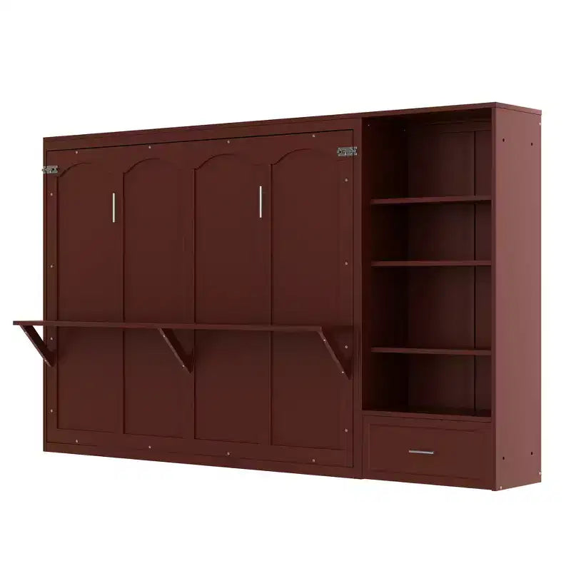 Queen Foldable Platform Bed & Murphy Bed with Height Adjustable Storage Compartments
