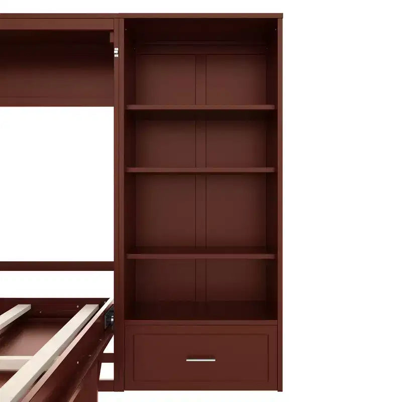 Queen Foldable Platform Bed & Murphy Bed with Height Adjustable Storage Compartments