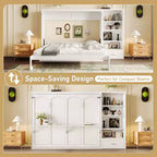 Queen Foldable Platform Bed & Murphy Bed with Height Adjustable Storage Compartments