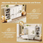 Queen Foldable Platform Bed & Murphy Bed with Height Adjustable Storage Compartments
