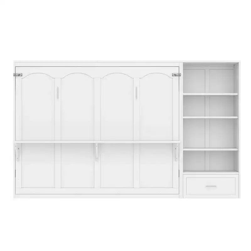 Queen Foldable Platform Bed & Murphy Bed with Height Adjustable Storage Compartments
