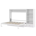 Queen Foldable Platform Bed & Murphy Bed with Height Adjustable Storage Compartments
