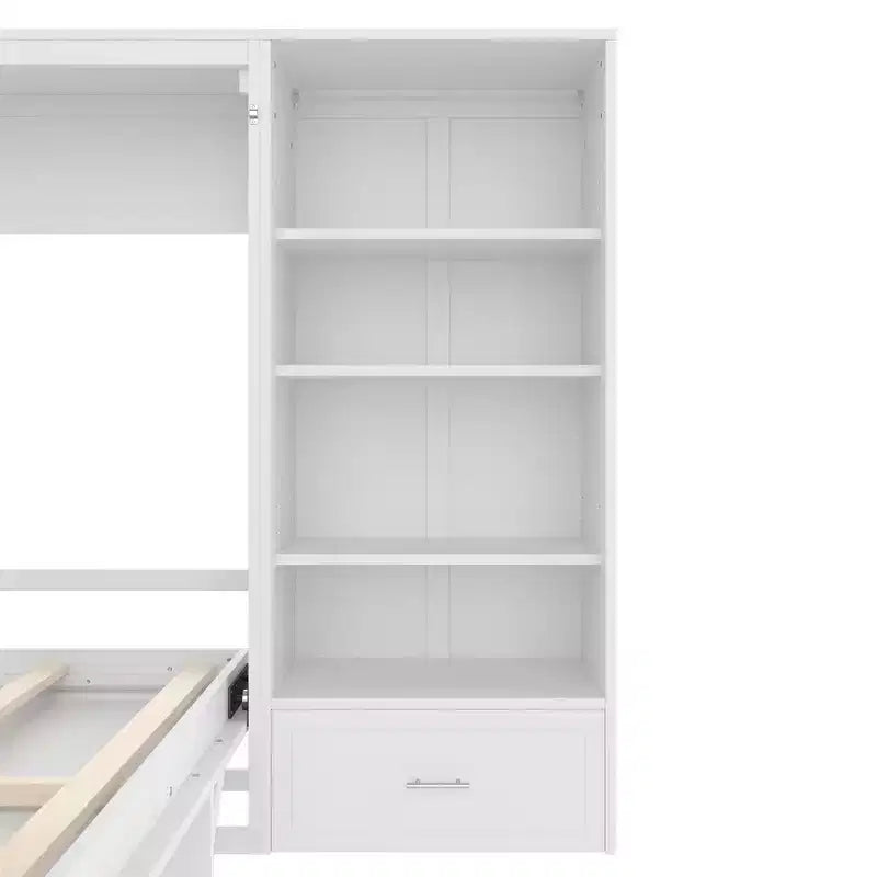 Queen Foldable Platform Bed & Murphy Bed with Height Adjustable Storage Compartments