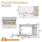 Queen Foldable Platform Bed & Murphy Bed with Height Adjustable Storage Compartments