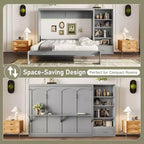 Queen Foldable Platform Bed & Murphy Bed with Height Adjustable Storage Compartments