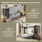 Queen Foldable Platform Bed & Murphy Bed with Height Adjustable Storage Compartments