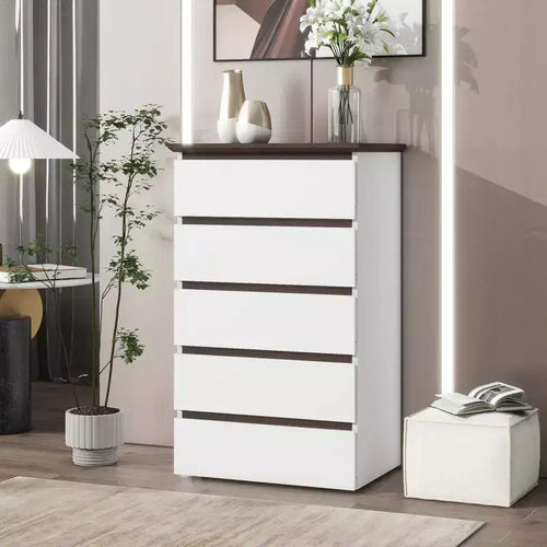 GDFStudio Myra 24 Modern Wooden Storage Dresser with 5 Drawers