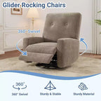 Manual 360 Swivel Rocker Recliner Chair, Overstuffed Glider Chair with Side Pockets, for Living Room, Bedroom, Office