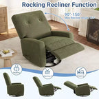 Manual 360 Swivel Rocker Recliner Chair, Overstuffed Glider Chair with Side Pockets, for Living Room, Bedroom, Office