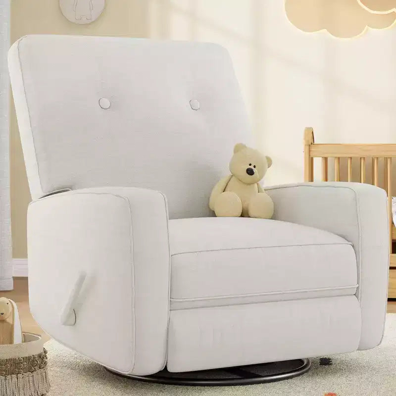 Manual 360 Swivel Rocker Recliner Chair, Overstuffed Glider Chair with Side Pockets, for Living Room, Bedroom, Office