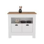 Modern Kitchen Island with 2 Cabinet Doors, Countertop Organizer with 3 Storage Shelves, Kitchen Island Table for Dining Room
