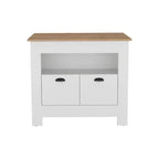 Modern Kitchen Island with 2 Cabinet Doors, Countertop Organizer with 3 Storage Shelves, Kitchen Island Table for Dining Room
