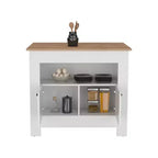 Modern Kitchen Island with 2 Cabinet Doors, Countertop Organizer with 3 Storage Shelves, Kitchen Island Table for Dining Room