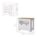 Modern Kitchen Island with 2 Cabinet Doors, Countertop Organizer with 3 Storage Shelves, Kitchen Island Table for Dining Room