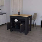 Modern Kitchen Island with 2 Cabinet Doors, Countertop Organizer with 3 Storage Shelves, Kitchen Island Table for Dining Room